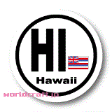 ハワイ州旗円形デザイン耐水ステッカー(シール)／マグネット