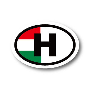 ステッカー通販 国識別記号 楕円タイプ ハンガリー国旗 ビークルid 耐水ステッカー